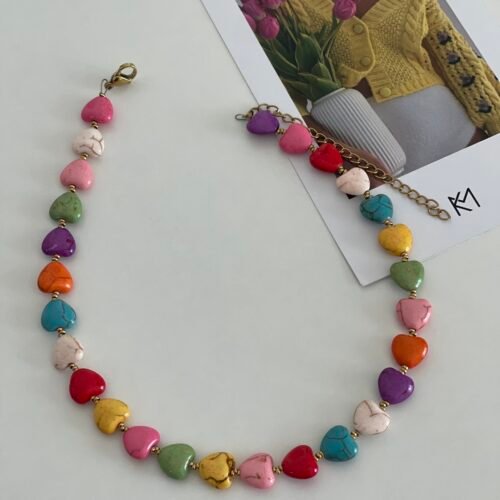 Rainbow Hearts Choker